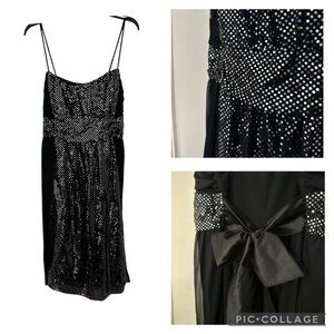 Taboo Dress Black Sparkles Back Belt Bow Y2K Prom Whimsigoth LBD Size 10/12